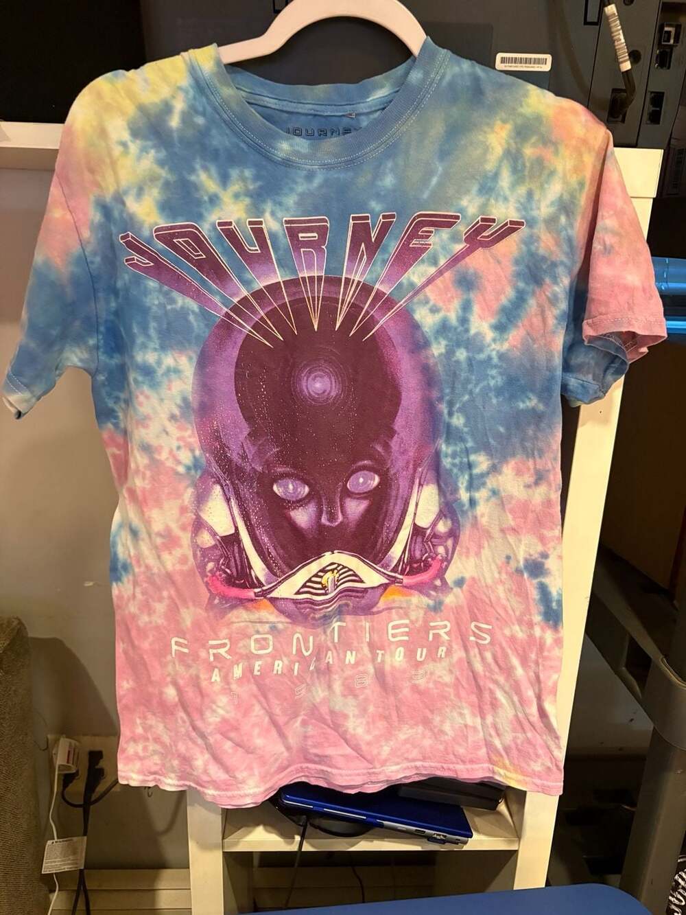Journey Frontiers American Tour 1983 Reprint T-Shirt, Tie-Dye, Size: Medium